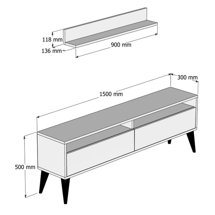 Hanah Home Mueble para TV Oak